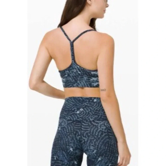 Lululemon Flow Y Bra Long Line Nulu *Light Support, B/C Cup Indigo Lace Starligh - Picture 6 of 7